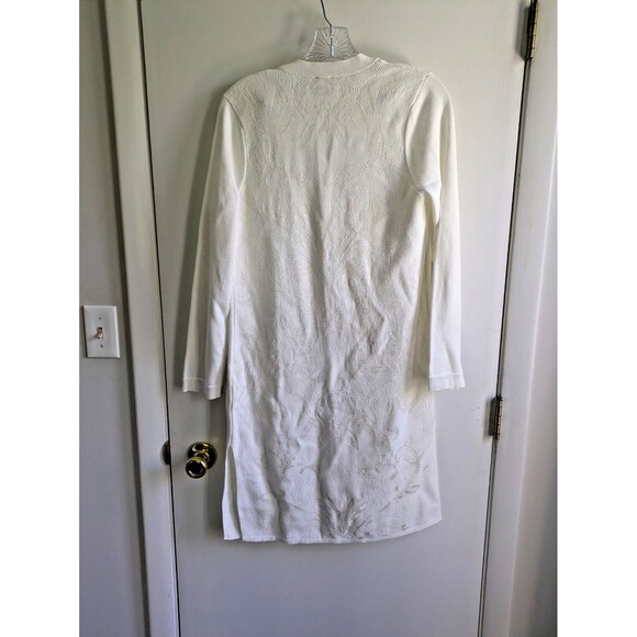 NWT Chico's Tonal Jacquard Cardigan Women's 4 Ivory Longline Open Front Textured - Picture 9 of 12